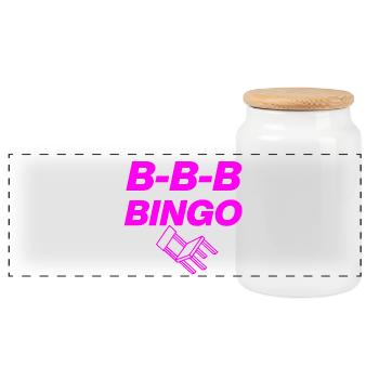 B-B-B-BINGO TREND, VIRAL FUN, MEME SCHULE STUHL 🪑 - Panorama Keksdose mit Holzdeckel - Weiß - Vorne