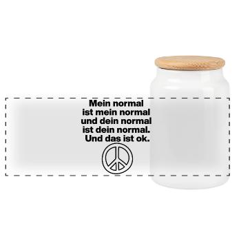 MY NORMAL IS MY NORMAL, YOURS IS ALL OK ✌️ - Panoramic Cookie Jar with Wooden Lid - white - Front