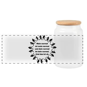 MY NORMAL IS MY NORMAL, YOURS IS ALL OK ✌️ - Panoramic Cookie Jar with Wooden Lid - white - Front
