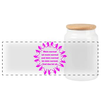 MY NORMAL IS MY NORMAL, YOURS IS ALL OK ✌️ - Panoramic Cookie Jar with Wooden Lid - white - Front