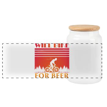 Bicycle Driver Beer Saying Bike Tour Beer Drinker - Panoramic Cookie Jar with Wooden Lid - white - Front