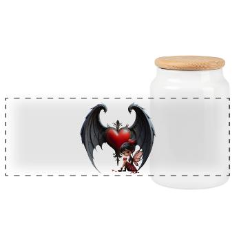 Shadow Heart with Fairy - Panoramic Cookie Jar with Wooden Lid - white - Front