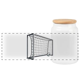 Tir filet de but en football 3D - Boîte à biscuits avec couvercle en bois - blanc - Devant