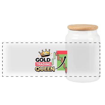Gold Trading Queen - Panoramic Cookie Jar with Wooden Lid - white - Front