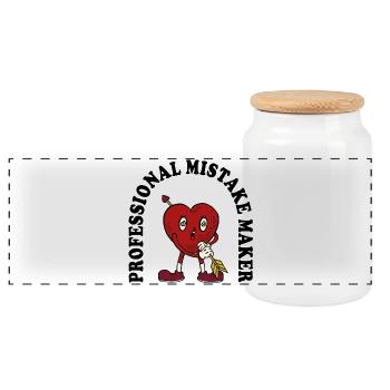 Heart Arrow Cartoon Charm - Panoramic Cookie Jar with Wooden Lid - white - Front