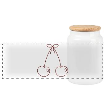 Cherry Bowline Skizze - Panorama Keksdose mit Holzdeckel - Weiß - Vorne