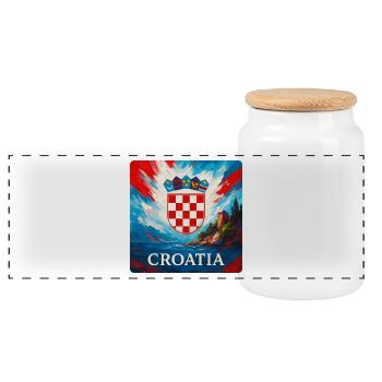 Kroatien Wappen Küste - Panorama Keksdose mit Holzdeckel - Weiß - Vorne