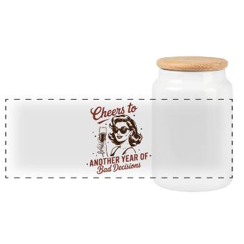 À d’autres mauvaises décisions - Boîte à biscuits avec couvercle en bois - blanc - Devant