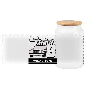 Strich 8 Retro Auto 1967 1976 - Panorama Keksdose mit Holzdeckel - Weiß - Vorne
