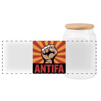 Antifa - Antifascist Merch - Panorama Keksdose mit Holzdeckel - Weiß - Vorne