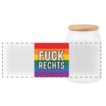 Fuck Rechts - Antifa Tee - Panorama Keksdose mit Holzdeckel - Weiß - Vorne