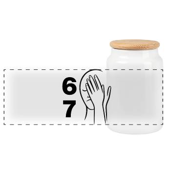 67? FACEPALM, SIX SEVEN TREND. WAS SOLL DAS? 🤔 - Panorama Keksdose mit Holzdeckel - Weiß - Vorne