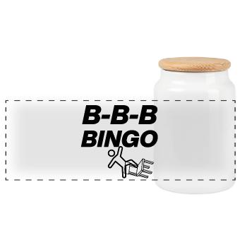 B-B-B-BINGO TREND, VIRAL FUN, MEME SCHULE STUHL 🪑 - Panorama Keksdose mit Holzdeckel - Weiß - Vorne