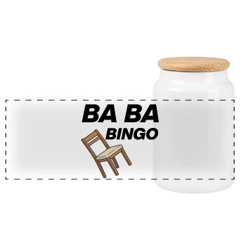 B-B-B-BINGO TREND, VIRAL FUN, MEME SCHULE STUHL 🪑 - Panorama Keksdose mit Holzdeckel - Weiß - Vorne