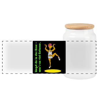 Retro 80er Jahre Sport Fitness Motiv  - Panorama Keksdose mit Holzdeckel - Weiß - Vorne
