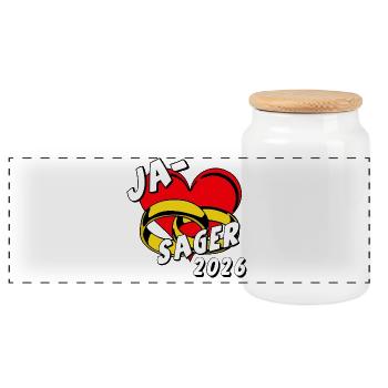 Bachelor Party, Bachelor Party Groom - Yes Sager 2026 - Panoramic Cookie Jar with Wooden Lid - white - Front