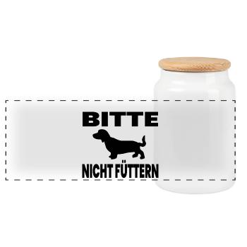Teckel - Boîte à biscuits avec couvercle en bois - blanc - Devant