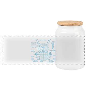 Robot Rabbit - Panoramic Cookie Jar with Wooden Lid - white - Front