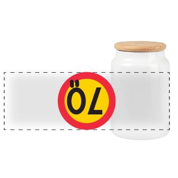 70 Biere - Panorama Keksdose mit Holzdeckel - Weiß - Vorne