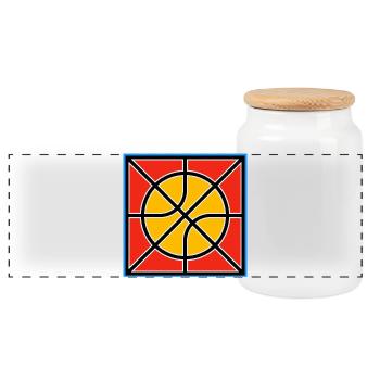 Retro-Basketball-Emblem - Panorama Keksdose mit Holzdeckel - Weiß - Vorne