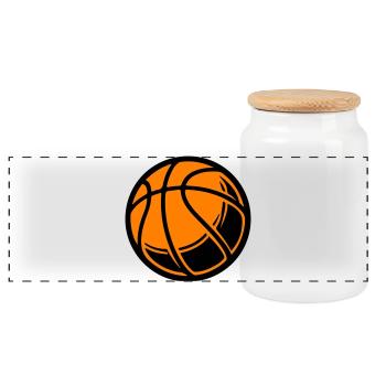 Ballon de basket-ball - Boîte à biscuits avec couvercle en bois - blanc - Devant