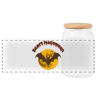 Halloween Sayings, Bats - Panoramic Cookie Jar with Wooden Lid - white - Front