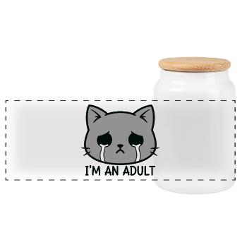 Graphique de larmes de chat adulte - Boîte à biscuits avec couvercle en bois - blanc - Devant
