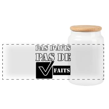 PAS D'AVIS. PAS DE FAITS. - Boîte à biscuits avec couvercle en bois - blanc - Devant