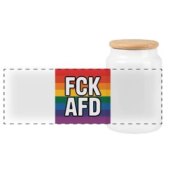 FCK AFD - Antifa Tee - Panorama Keksdose mit Holzdeckel - Weiß - Vorne