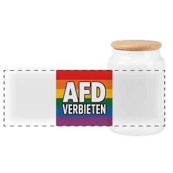 AFD Verbieten - Antifa Tee - Panorama Keksdose mit Holzdeckel - Weiß - Vorne