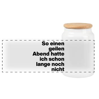 SO GEILEN ABEND HATTE ICH LANGE NICHT, PARTY 🍻 - Panorama Keksdose mit Holzdeckel - Weiß - Vorne