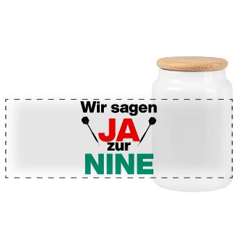 WIR SAGEN JA ZUR 9, 9 DARTER, PERFEKTES FINISH 180 - Panorama Keksdose mit Holzdeckel - Weiß - Vorne