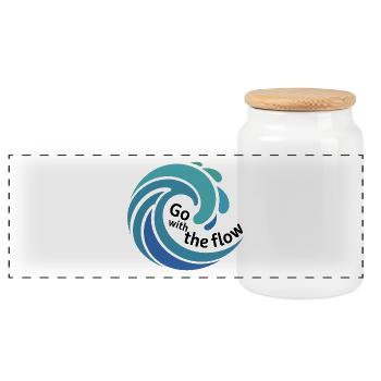 Go with the Flow Wave Art - Panoramic Cookie Jar with Wooden Lid - white - Front
