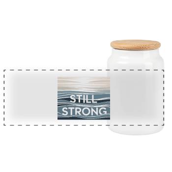 Still Strong Wave Pattern - Panoramic Cookie Jar with Wooden Lid - white - Front