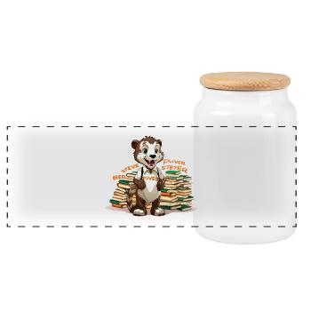 Otter learning hero with books - Panoramic Cookie Jar with Wooden Lid - white - Front