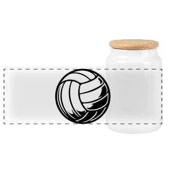 Volleyball Ball - Panoramic Cookie Jar with Wooden Lid - white - Front