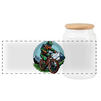 Ponys Mountainbiker / Bike Pony - Panorama Keksdose mit Holzdeckel - Weiß - Vorne
