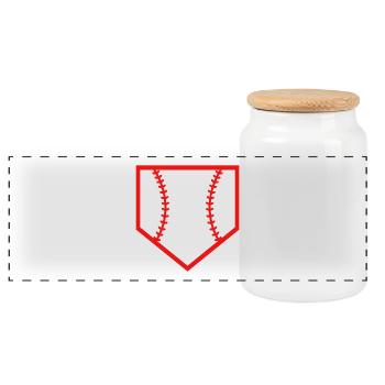 Baseball-Homeplate - Panorama Keksdose mit Holzdeckel - Weiß - Vorne