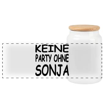 SONJA - Panoramic Cookie Jar with Wooden Lid - white - Front