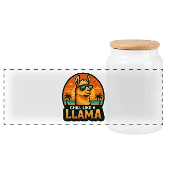 Détends comme un lama - Boîte à biscuits avec couvercle en bois - blanc - Devant