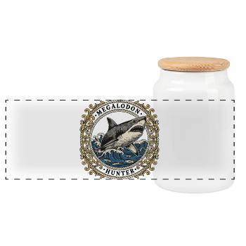 Megalodon Hunter Écusson Vintage Océan - Boîte à biscuits avec couvercle en bois - blanc - Devant