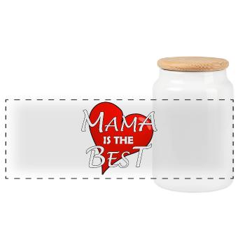 MAMA IS THE BEST - Panorama Keksdose mit Holzdeckel - Weiß - Vorne