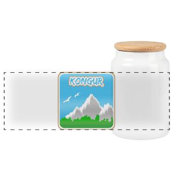 Mount Kongur - Panoramic Cookie Jar with Wooden Lid - white - Front