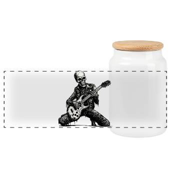 Skeleton Electric Guitar – Heavy Metal Rock Design - Boîte à biscuits avec couvercle en bois - blanc - Devant