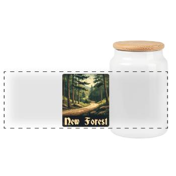 New Forest Forest Trail - Panoramic Cookie Jar with Wooden Lid - white - Front