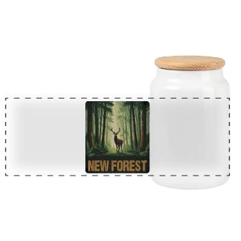 New Forest England - Panorama Keksdose mit Holzdeckel - Weiß - Vorne
