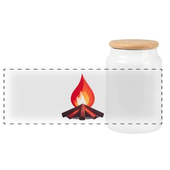 Lagerfeuer Flammen Illustration - Panorama Keksdose mit Holzdeckel - Weiß - Vorne