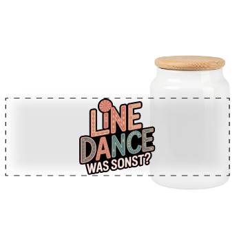 Line Dance What else? - Panoramic Cookie Jar with Wooden Lid - white - Front