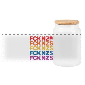 FCK NZS - Antifa Tee - Panoramic Cookie Jar with Wooden Lid - white - Front