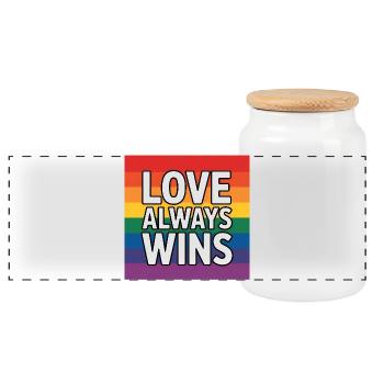 L’amour gagne toujours - Pride Tee - Boîte à biscuits avec couvercle en bois - blanc - Devant